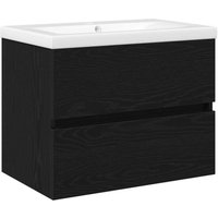Waschbecken Schrank mit integriertem Waschbecken Schwarze Eiche Spanplatte Vidaxl 723606 Waschbecken Schrank mit integriertem Waschbecken Schwarze Eiche Spanplatte Vidaxl 723606 von VIDAXL