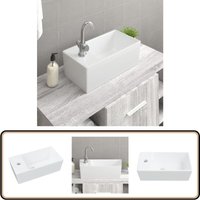 Vidaxl - Waschbecken Weiß 48x25x15 cm Keramik - Waschbecken - Keramikwaschbecken - Weißes Waschbecken - Aufsetzwaschbecken - Badezimmerwaschbecken von VIDAXL