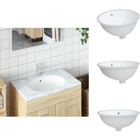 Waschbecken Weiß 49x40,5x21 cm Oval Keramik - Waschbecken - Badezimmersanierung - Keramikwaschbecken - Unterbauwaschbecken - Weißes Waschbecken von VIDAXL