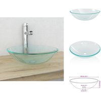 Waschbecken gehärtetes Glas 42 cm transparent - Waschbecken - Hartglas Waschbecken - Transparentes Waschbecken - Aufsatzwaschbecken - Badezimmer von VIDAXL