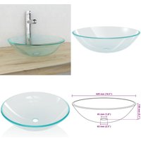 Waschbecken gehärtetes Glas 42 cm transparent - Waschbecken - Hartglas Waschbecken - Transparentes Waschbecken - Aufsatzwaschbecken - Badezimmer von VIDAXL