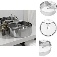 Vidaxl - Waschbecken mit Überlauf 46,5 x 15,5 cm Keramik Silbern - Rundes Waschbecken - Keramik Waschbecken - Silbernes Waschbecken - Badezimmer von VIDAXL