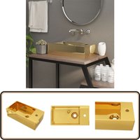 Waschbecken mit Überlauf 49 x 25 x 15 cm Keramik Golden - Waschbecken - Keramikwaschbecken - Goldenes Waschbecken - Aufsatzwaschbecken Waschbecken mit Überlauf 49 x 25 x 15 cm Keramik Golden - Waschbecken - Keramikwaschbecken - Goldenes Waschbecken - Aufsatzwaschbecken von VIDAXL