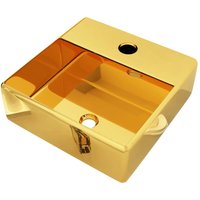 Bonnevie - Waschbecken mit Wasserhahnloch 38 x 30 x 11,5 cm Keramik Golden vidaXL289865 von BONNEVIE