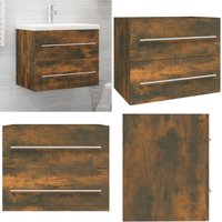 Vidaxl - Waschbeckenschrank Räuchereiche 60x38,5x48 cm Holzwerkstoff - Waschbeckenunterschrank - Badezimmermöbel - Badeschränke - Holzschrank von VIDAXL
