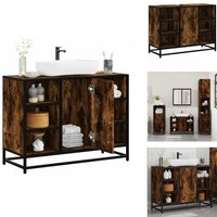 Waschbeckenunterschrank Räuchereiche 80x33x60 cm Holzwerkstoff - Waschbeckenunterschrank - Waschbeckenunterschränke - Waschbeckenschrank - Waschtisch von VIDAXL