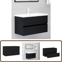 Waschbeckenunterschrank Schwarz 80x38,5x45 cm Holzwerkstoff - Waschtischschrank - Badezimmermöbel - Holzwerkstoff - Schwarz - Unterschrank von VIDAXL