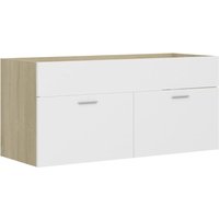 Bonnevie - Waschbeckenunterschrank,Waschtischunterschrank Weiß Sonoma-Eiche 100x38,5x46 cm vidaXL von BONNEVIE