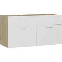 Bonnevie - Waschbeckenunterschrank,Waschtischunterschrank Weiß Sonoma-Eiche 90x38,5x46 cm vidaXL von BONNEVIE