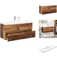 Waschbeckenunterschrank mit Einbaubecken Altholz-Optik - Waschbeckenschrank Mit Einbaubecken - Waschbeckenschränke Mit Einbaubecken - Bad Waschtisch Waschbeckenunterschrank mit Einbaubecken Altholz-Optik - Waschbeckenschrank Mit Einbaubecken - Waschbeckenschränke Mit Einbaubecken - Bad Waschtisch von VIDAXL