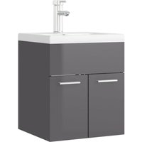 Waschbeckenunterschrank,Waschtischunterschrank mit Einbaubecken Hochglanz-Grau vidaXL von BONNEVIE