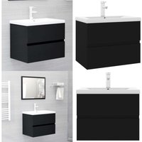 Waschbeckenunterschrank mit Einbaubecken Schwarz Holzwerkstoff - Waschbeckenunterschrank - Holzschrank - Badezimmermöbel - Küchenwäsche - Spülbecken Waschbeckenunterschrank mit Einbaubecken Schwarz Holzwerkstoff - Waschbeckenunterschrank - Holzschrank - Badezimmermöbel - Küchenwäsche - Spülbecken von VIDAXL