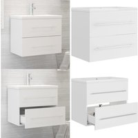Waschbeckenunterschrank mit Einbaubecken Weiß Holzwerkstoff - Waschbeckenunterschrank - Holzwerkstoffschrank - Badezimmermöbel - Weißer Waschtisch Waschbeckenunterschrank mit Einbaubecken Weiß Holzwerkstoff - Waschbeckenunterschrank - Holzwerkstoffschrank - Badezimmermöbel - Weißer Waschtisch von VIDAXL