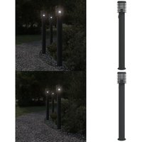 Wegeleuchte mit Steckdose Schwarz 110 cm Edelstahl - Wegeleuchte - Außenstehleuchte - Gartenlampe - LED-Lampe - Edelstahl Lampe - Home & Living von VIDAXL