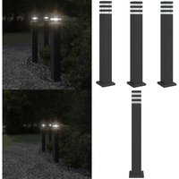 Wegeleuchten 3 Stk. Schwarz 80 cm Aluminium - Wegeleuchte - Außenstehleuchte - Gartenlampe - LED-Lampe - Outdoor Beleuchtung - Home & Living von VIDAXL