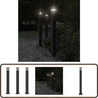 Wegeleuchten mit Steckdose 3 Stk. Schwarz 110 cm Aluminium - Gartenlampe - LED-Lampe - Außenstehleuchte - Wetterfeste Lampe - Lampenschirm von VIDAXL