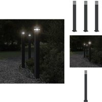 Wegeleuchten mit Steckdose 3 Stk. Schwarz 110 cm Aluminium - Gartenlampe - LED-Lampe - Außenstehleuchte - Wetterfeste Lampe - Lampenschirm von VIDAXL
