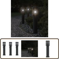 Vidaxl - Wegeleuchten mit Steckdose 3 Stk. Schwarz 60 cm Edelstahl - Outdoor-Beleuchtung - Gartenlampe - LED-Lampe - Wegeleuchte - Edelstahl Lampe von VIDAXL