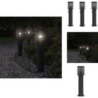 Wegeleuchten mit Steckdose 3 Stk. Schwarz 60 cm Edelstahl - Outdoor-Beleuchtung - Gartenlampe - LED-Lampe - Wegeleuchte - Edelstahl Lampe von VIDAXL