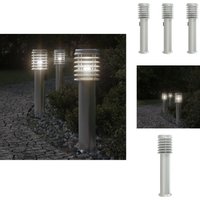 Wegeleuchten mit Steckdose 3 Stk. Silbern 60 cm Edelstahl - Gartenlampe - Außenstehleuchte - LED-Lampe - Edelstahl Lampe - Wetterfeste Beleuchtung von VIDAXL