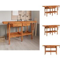 Vidaxl - Werkbänke - Living Werkbank mit Schubladen Schraubstöcken 162x62x83 cm Akazienholz - Braun von VIDAXL