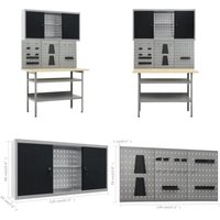 Vidaxl - Werkbank mit 3 Werkzeugwänden und 1 Wandschrank - Werkbank - Werkbänke - Home & Living - Grau Vidaxl - Werkbank mit 3 Werkzeugwänden und 1 Wandschrank - Werkbank - Werkbänke - Home & Living - Grau von VIDAXL