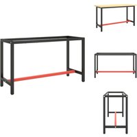Werkbankgestell Mattschwarz und Mattrot 140x50x79 cm Metall - Metallisches Gestell - Werkbankgestell - Tischgestell - diy - Werkstattbedarf von VIDAXL