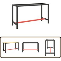 Werkbankgestell Mattschwarz und Mattrot 140x50x79 cm Metall - Metallisches Gestell - Werkbankgestell - Tischgestell - diy - Werkstattbedarf von VIDAXL