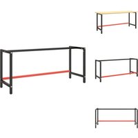 Werkbankgestell Mattschwarz und Mattrot 180x57x79 cm Metall - Metall Gestell - Werkbankgestell - Tischgestell - Robustes Gestell - Pulverbeschichtete von VIDAXL