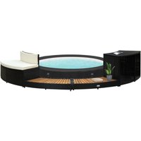 Vidaxl - Whirlpool-Einfassung Schwarz Poly Rattan und Massivholz Akazie von VIDAXL