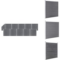 Wpc Zaun-Set 10 Quadrate + 1 Schräge 1830x186 cm Grau - Holz Zaun - Gartenzaun - wpc Zaun - Privacy Screen - Terrasse Zaun von VIDAXL