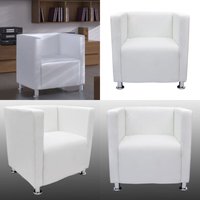 Würfel-Sessel Weiß Kunstleder - Clubsessel - Lounge Chair - Wohnzimmersessel - Esszimmerstuhl - Gästestuhl - Home & Living von VIDAXL