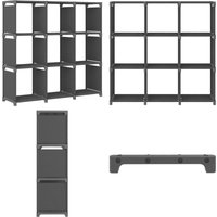 Würfelregal mit 9 Fächern Grau 103x30x107,5 cm Stoff - Bücherregal - Wohnraumgestaltung - Stauraum - Textilregal - Grau - Home & Living von VIDAXL
