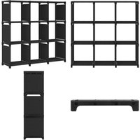 Würfelregal mit 9 Fächern Schwarz 103x30x107,5 cm Stoff - Bücherregal - Wohnwandregal - Stauraum - Textilregal - Garderobe - Home & Living von VIDAXL