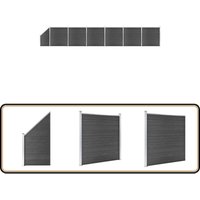Zaunelement Set WPC 1138x(105-186) cm Schwarz - Gartenzäunen - WPC-Zäune - Holzzäune - Kunststoffzäune - Schwarz von VIDAXL
