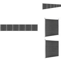Zaunelement Set wpc 1045x186 cm Schwarz - Gartenzaun - wpc Zaun - Holzzäun - Privacy Screen - Zaunsystem von VIDAXL