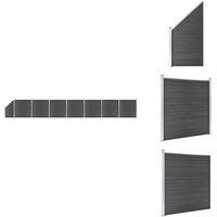 Zaunelement Set wpc 1311x(105-186) cm Schwarz - Gartenzäune - Holzzäune - Kunststoffzäune - WPC-Zäune - Zaunsystem von VIDAXL