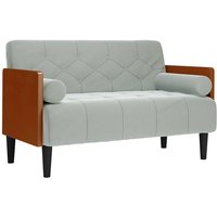 Zweisitzer-Sofa mit Nackenrollen Hellgrau 110 cm Samt Vidaxl von VIDAXL