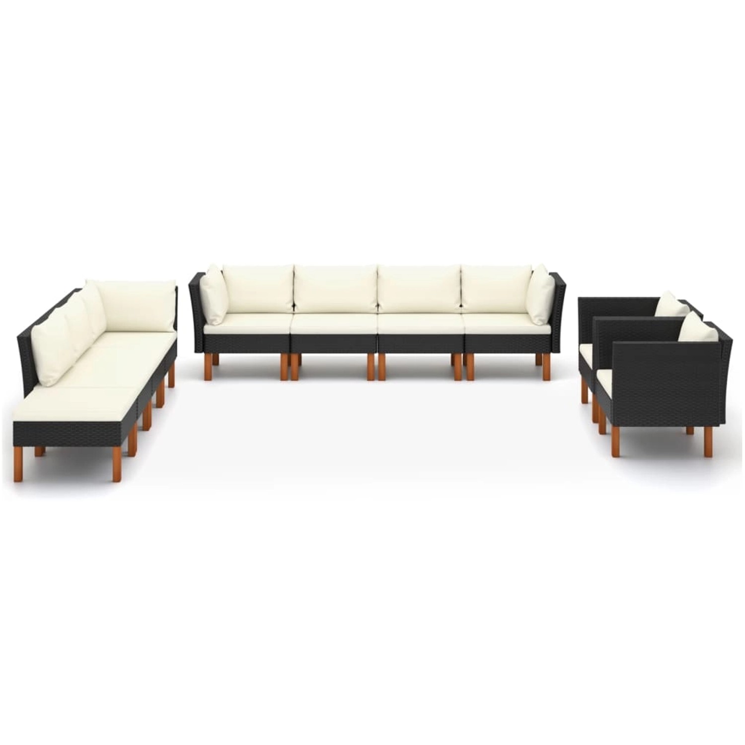 vidaXL 10-tlg Garten-Lounge-Set Poly Rattan Eukalyptusholz Schwarz vidaXL 10-tlg Garten-Lounge-Set Poly Rattan Eukalyptusholz Schwarz von VIDAXL