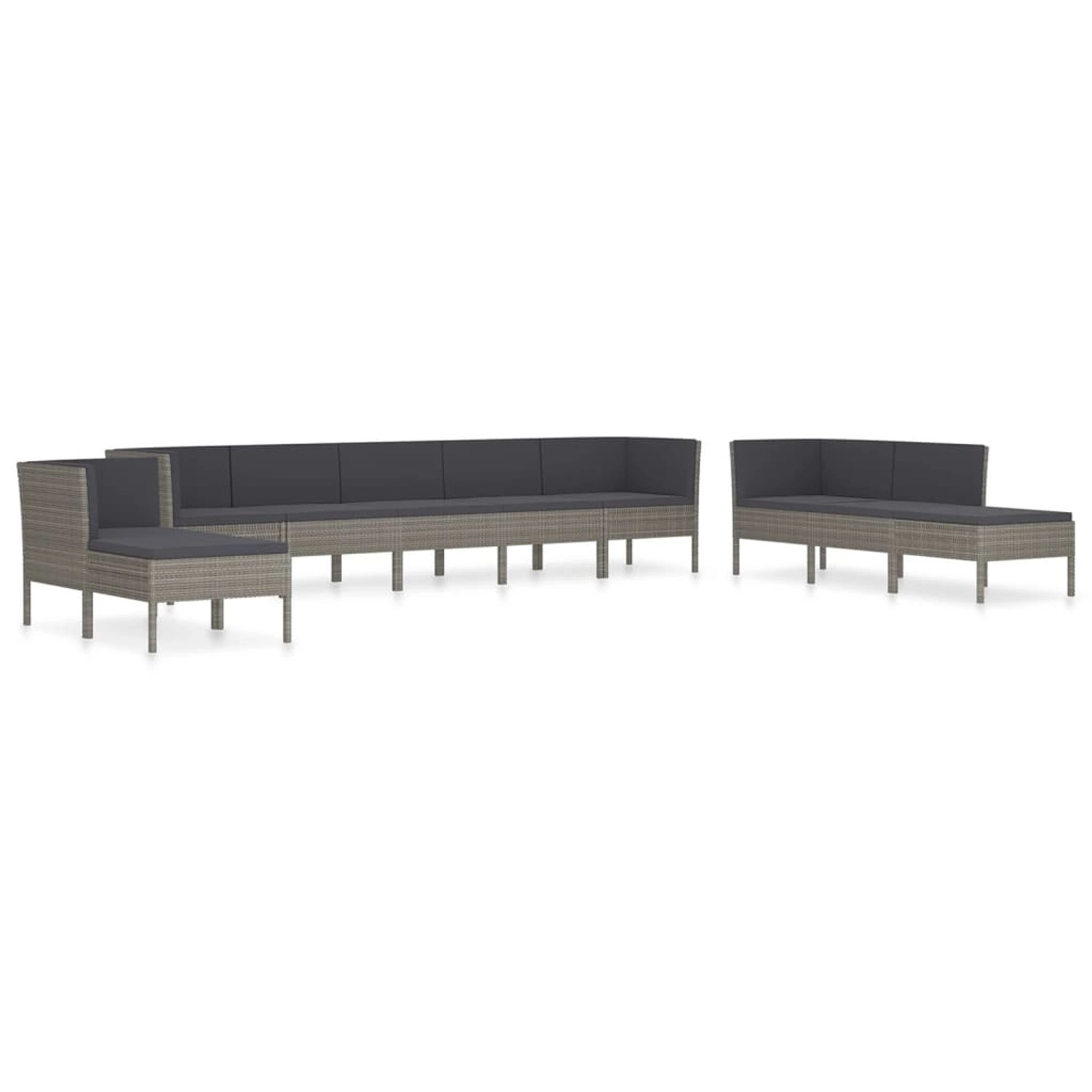 vidaXL 10-tlg Garten-Lounge-Set mit Auflagen Poly Rattan Grau Modell 1 vidaXL 10-tlg Garten-Lounge-Set mit Auflagen Poly Rattan Grau Modell 1 von VIDAXL