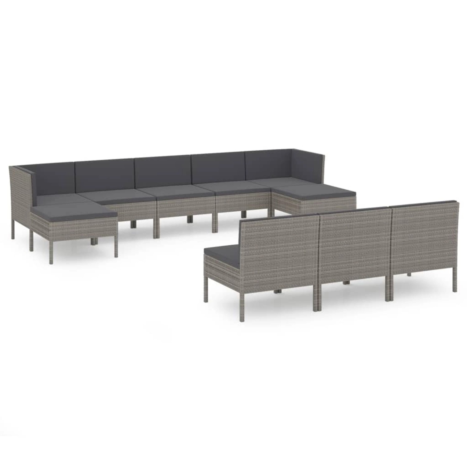 vidaXL 10-tlg Garten-Lounge-Set mit Auflagen Poly Rattan Grau Modell 10 vidaXL 10-tlg Garten-Lounge-Set mit Auflagen Poly Rattan Grau Modell 10 von VIDAXL