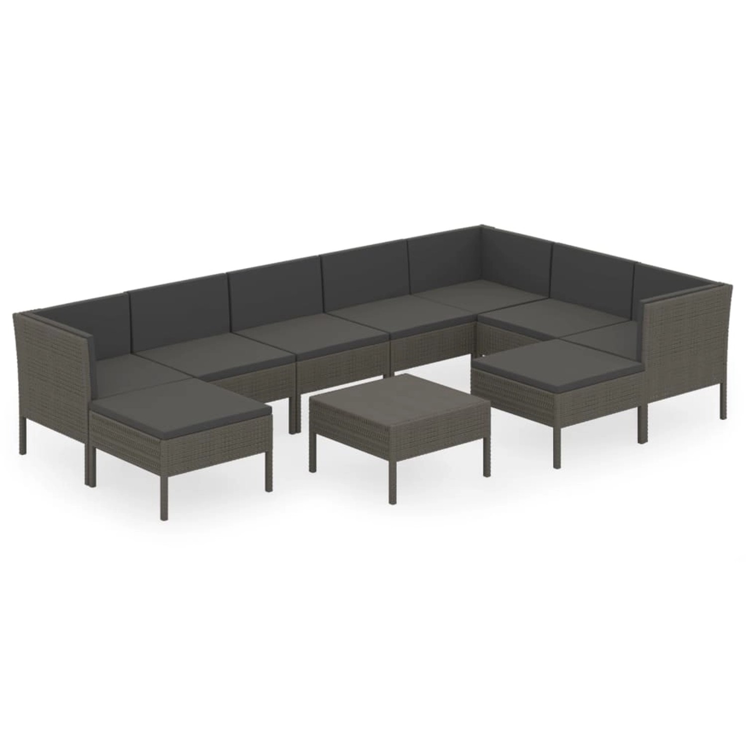 vidaXL 10-tlg Garten-Lounge-Set mit Auflagen Poly Rattan Grau Modell 13 vidaXL 10-tlg Garten-Lounge-Set mit Auflagen Poly Rattan Grau Modell 13 von VIDAXL