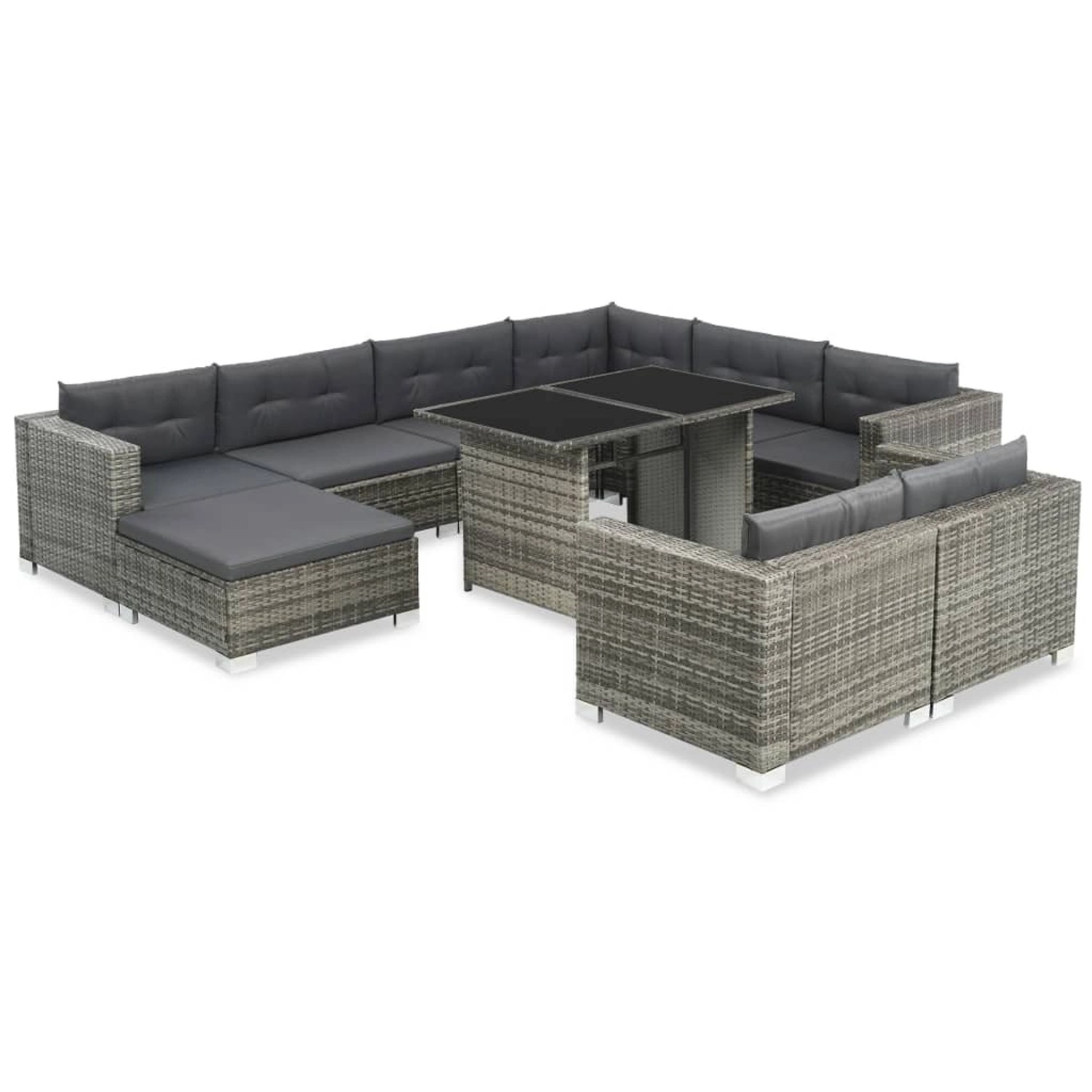 vidaXL 10-tlg Garten-Lounge-Set mit Auflagen Poly Rattan Grau Modell 5 vidaXL 10-tlg Garten-Lounge-Set mit Auflagen Poly Rattan Grau Modell 5 von VIDAXL