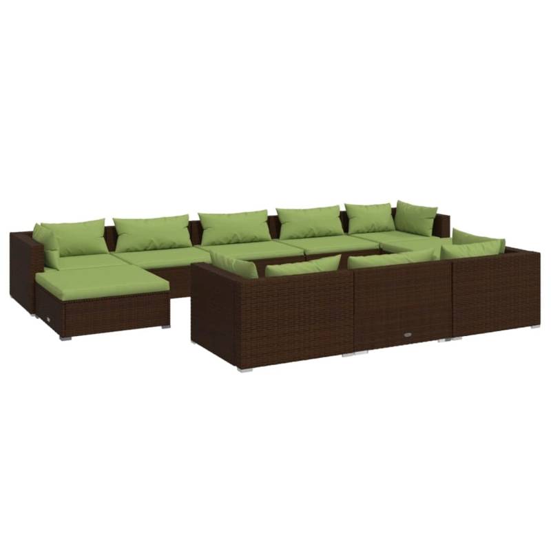 vidaXL 10-tlg Garten-Lounge-Set mit Kissen Braun Poly Rattan Modell 14 von VIDAXL