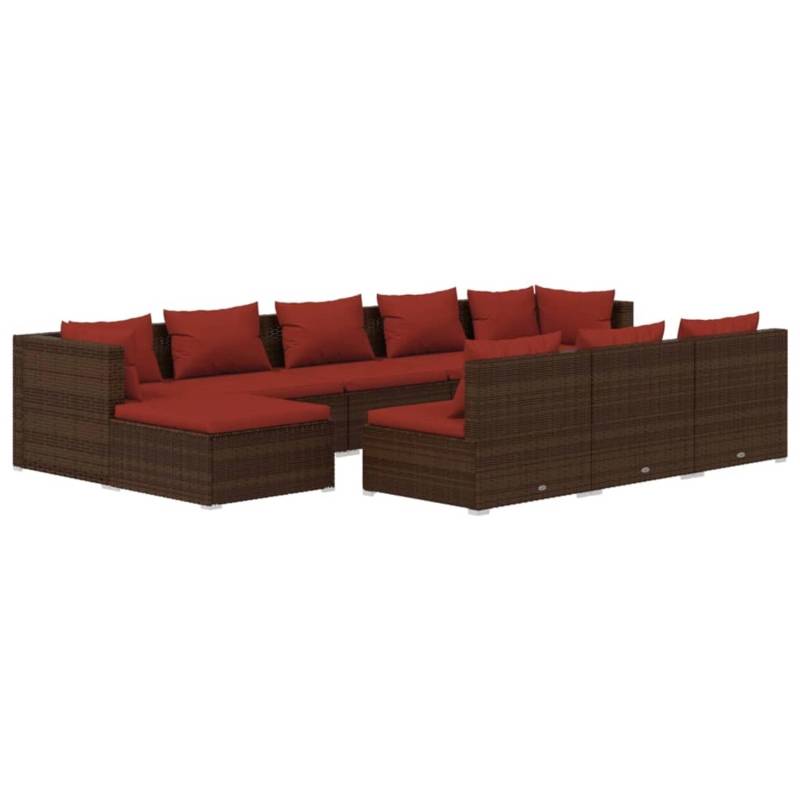 vidaXL 10-tlg Garten-Lounge-Set mit Kissen Braun Poly Rattan Modell 7 von VIDAXL