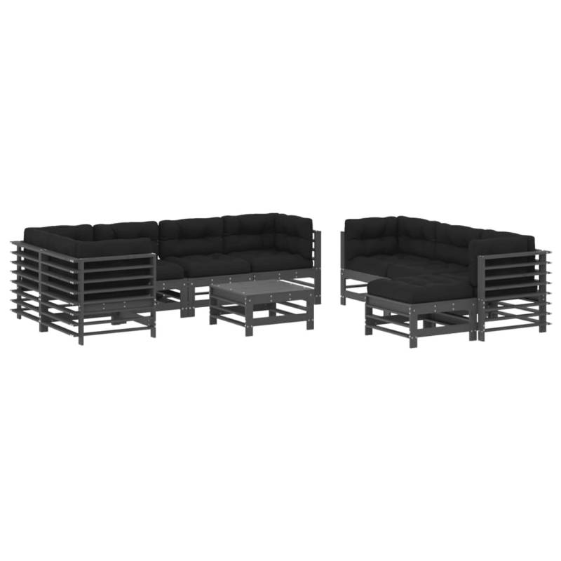 vidaXL 10-tlg Garten-Lounge-Set mit Kissen Grau Kiefernholz Modell 9 von VIDAXL
