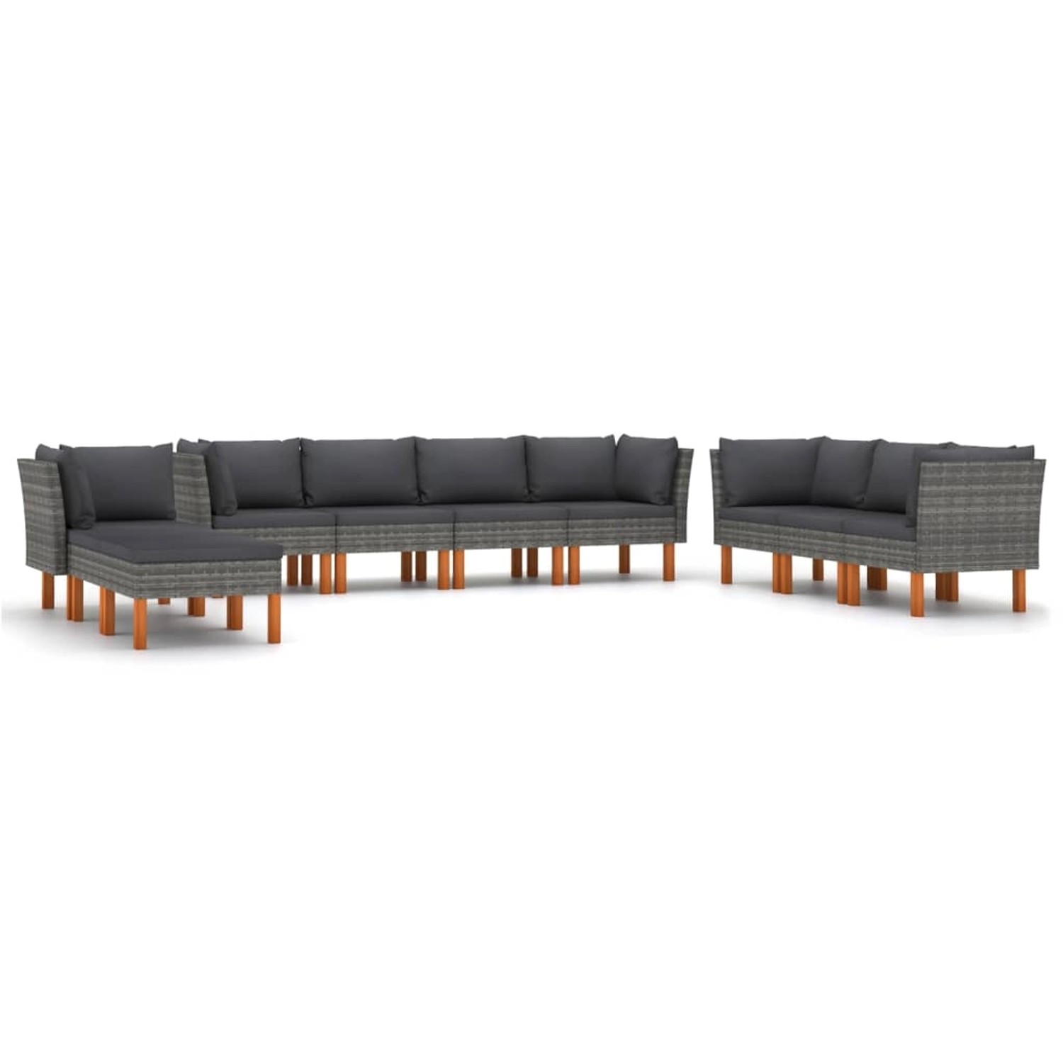 vidaXL 10-tlg Garten-Lounge-Set mit Kissen Poly Rattan Grau Modell 2 vidaXL 10-tlg Garten-Lounge-Set mit Kissen Poly Rattan Grau Modell 2 von VIDAXL