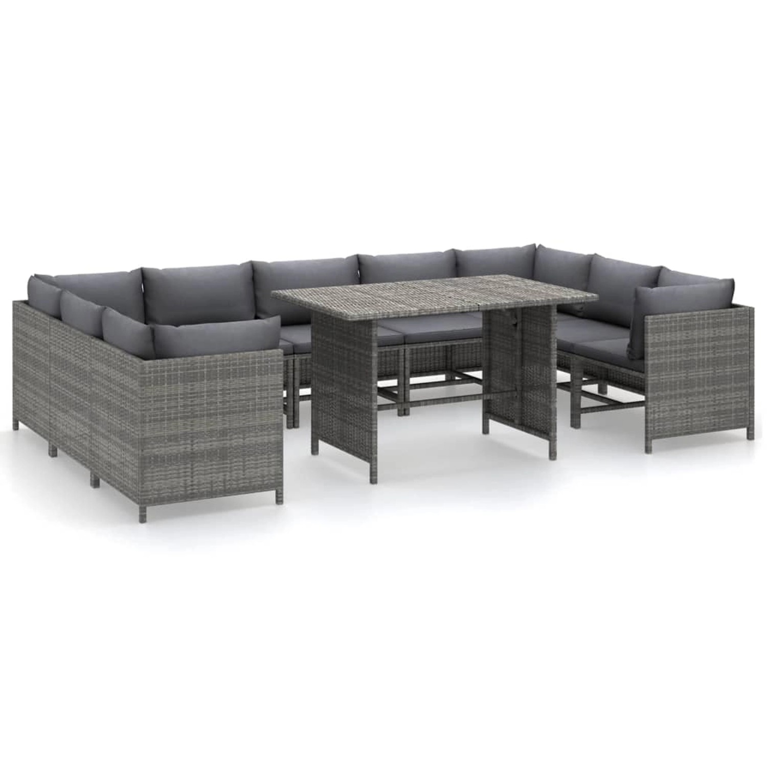 vidaXL 10-tlg Garten-Lounge-Set mit Kissen Poly Rattan Grau Modell 3 vidaXL 10-tlg Garten-Lounge-Set mit Kissen Poly Rattan Grau Modell 3 von VIDAXL