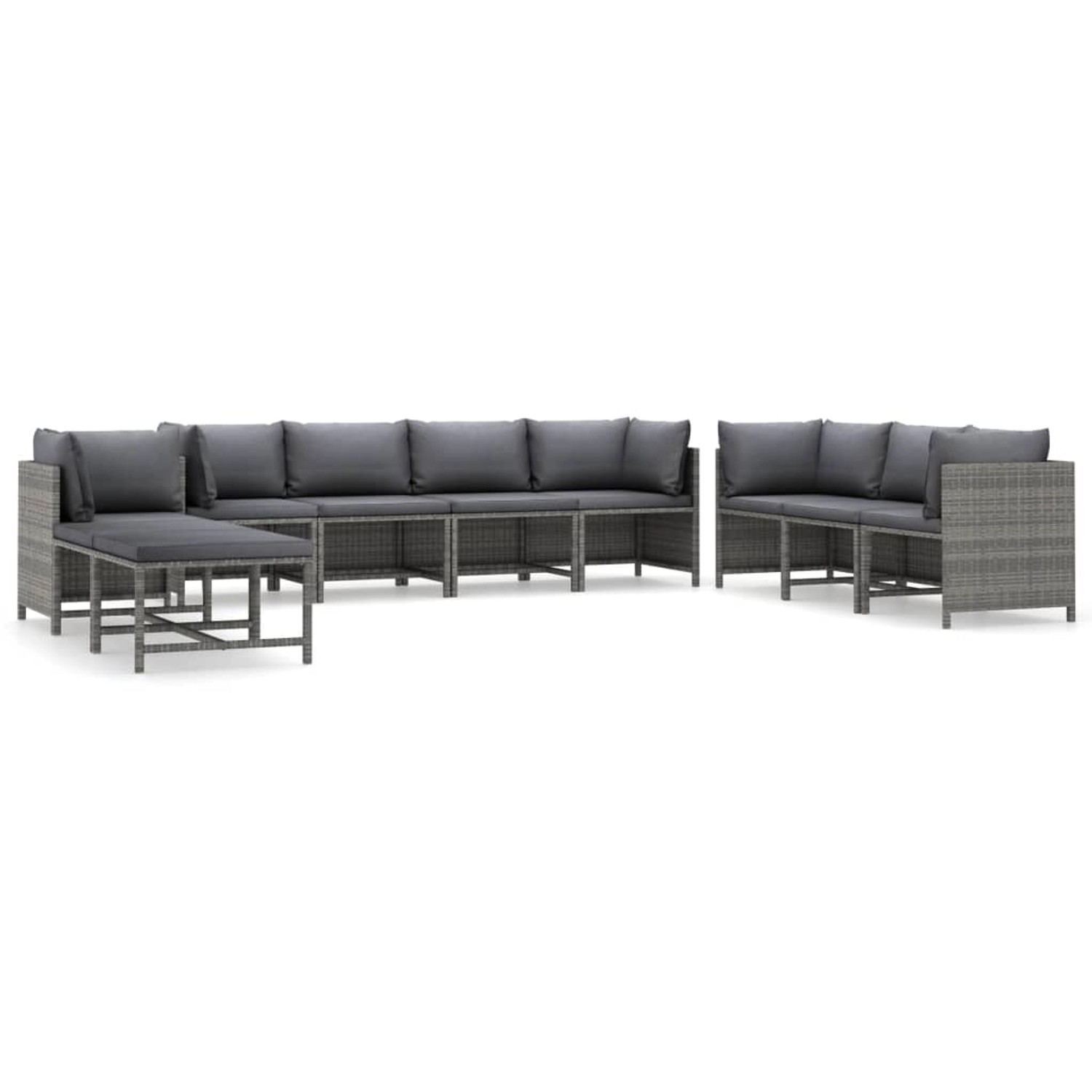 vidaXL 10-tlg Garten-Lounge-Set mit Kissen Poly Rattan Grau Modell 4 vidaXL 10-tlg Garten-Lounge-Set mit Kissen Poly Rattan Grau Modell 4 von VIDAXL