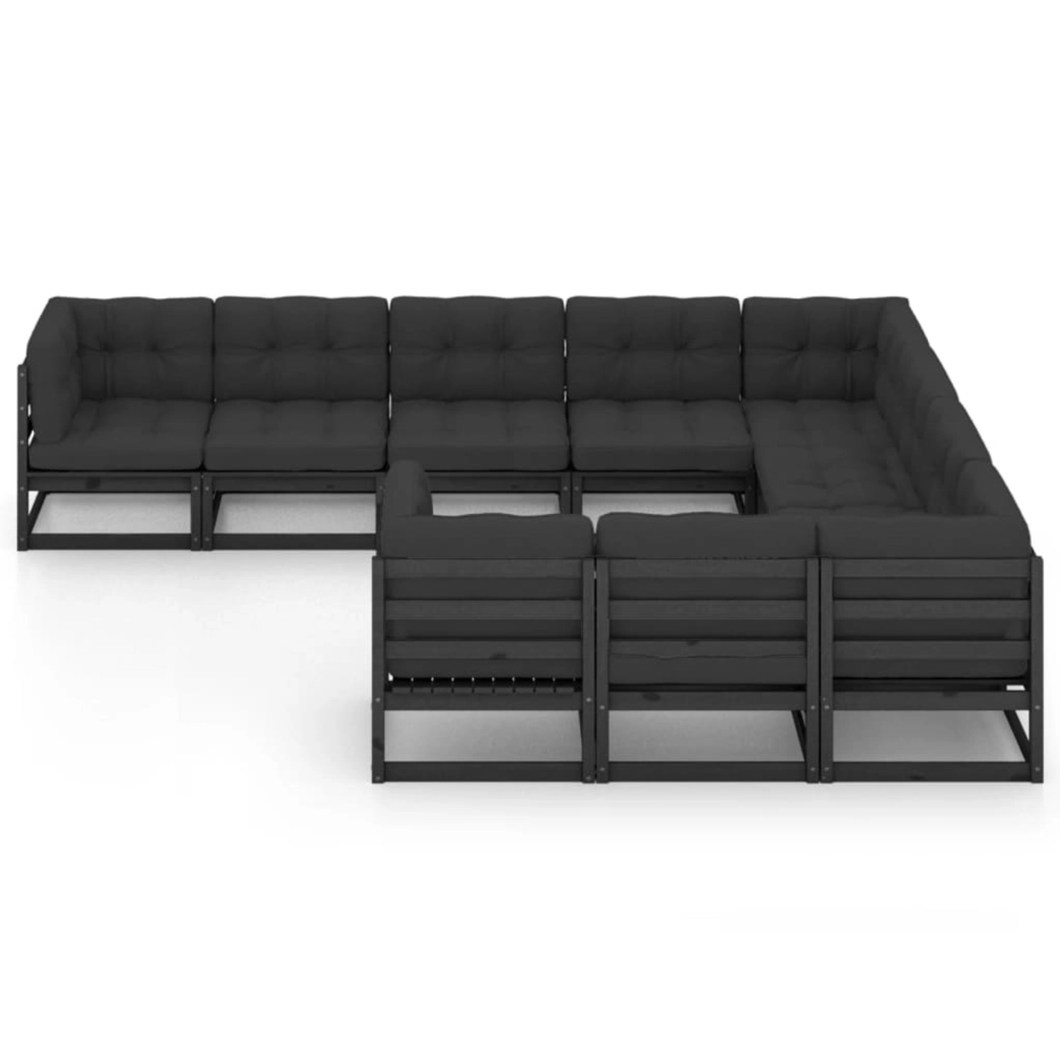 vidaXL 10-tlg Garten-Lounge-Set mit Kissen Schwarz Kiefer Massivholz Modell 1 vidaXL 10-tlg Garten-Lounge-Set mit Kissen Schwarz Kiefer Massivholz Modell 1 von VIDAXL